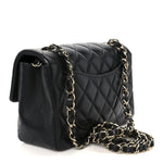 Lambskin Quilted Mini Rectangular Flap Black