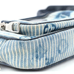 Hickory Stripes Denim Monogram Watercolor Outdoor Pouch Blue