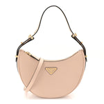 Soft Calfskin Arque Shoulder Bag Travertino