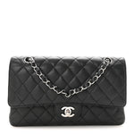 Caviar Quilted Medium Double Flap Black