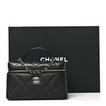Caviar Quilted Top Handle Slim Vanity With Chain Black