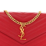 Grain De Poudre Matelasse Chevron Monogram Chain Wallet New Red