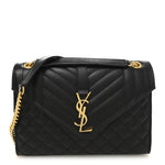 Grain De Poudre Textured Mixed Matelasse Triquilt Medium Monogram Satchel Black