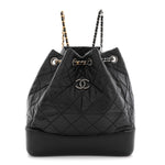 Aged Calfskin Quilted Small Gabrielle Backpack Black