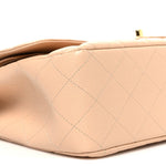 Caviar Quilted Jumbo Double Flap Beige