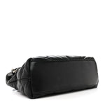 Lambskin Quilted Medium Loulou Puffer Monogram Chain Satchel Black
