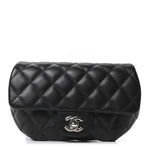 Calfskin Quilted CC Uniform Flap Belt Bag Black