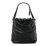 Shiny Calfskin Quilted Mini Chanel 22 So Black