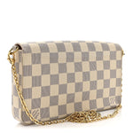 Damier Azur Pochette Felicie Chain Wallet Rose Ballerine