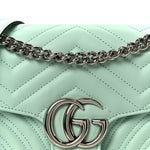 Calfskin Matelasse Small GG Marmont Shoulder Bag Water Green