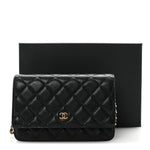 Caviar Quilted Wallet on Chain WOC Black