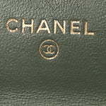 Lambskin Quilted Trendy CC Card Holder On Chain Green