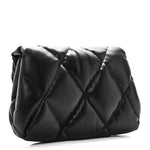Nappa Calfskin Quilted Touch B Puffy Clutch Black