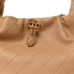 Calfskin Quilted Small Maxi Hobo Beige