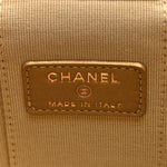 Lambskin Quilted Pearl Crush Mini Vanity Case With Chain Beige