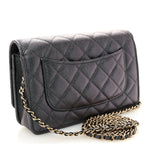 Iridescent Caviar Quilted Wallet On Chain WOC Green