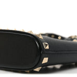 Grainy Calfskin Mini Rockstud Shopping Bag Black