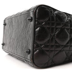 Crinkled Calfskin Cannage Medium Lady Dior Black