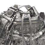 Metallic Agneau Arena Crystal Le Cagole Bucket Bag XS Silver