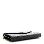 Grain De Poudre Matelasse Chevron Monogram Chain Wallet Black