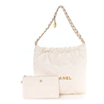 Shiny Calfskin Quilted Small Chanel 22 White