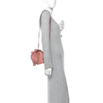 Calfskin Shearling Small Bunny Shoulder Bag Peach Bloom