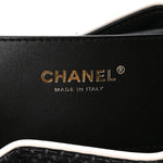 Braided Raffia Calfskin Small Chanel 25 Handbag Black White