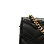 Calfskin Matelasse GG Marmont Chain Wallet Black