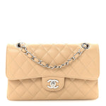 Caviar Quilted Small Double Flap Beige