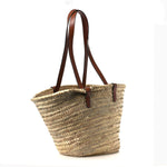 Raffia Calfskin Triomphe Medium Panier Tan