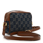 New Denim GG Monogram Dollar Calfskin Mini Ophidia Shoulder Bag Blue Tea Cuir Epilog
