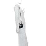 Lambskin Quilted Pearl Top Handle Clutch With Chain Black