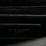 Calfskin Crocodile Embossed Small Classic Monogram Kate Tassel Satchel Black