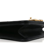 Calfskin Quilted Crystal Pearl Small Flap Bag Black
