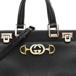 Grainy Calfskin Small Zumi Top Handle Bag Black