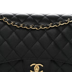 Caviar Quilted Jumbo Double Flap Black