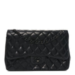 Lambskin Quilted Jumbo Double Flap So Black