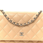 Caviar Quilted Wallet on Chain WOC Beige
