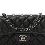 Lambskin Quilted Mini Rectangular Flap Black
