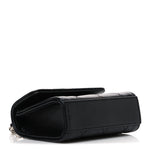 Lambskin Quilted Mini Metal Top Handle Flap Clutch With Chain  Black