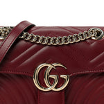 Calfskin Matelasse Small GG Marmont Shoulder Bag Rosso Ancora Red
