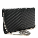 Grain De Poudre Matelasse Chevron Monogram Chain Wallet Black