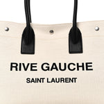 Linen Calfskin Small Rive Gauche Tote Greggio Natural