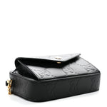 Calfskin GG Super Mini Debossed Chain Wallet Black