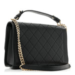 Grained Calfskin Quilted Medium Label Click Flap Bag Black