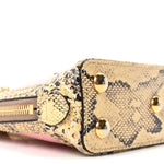 Snakeskin Boarded Plutone Calfskin Mini Horsebit 1955 Top Handle Bag Wild Rose Beige