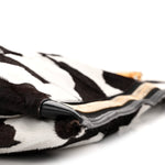 Calf Hair Large Alix Padlock Zip Shoulder Bag Brown White