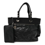 Coated Canvas Quilted Large Paris Biarritz Tote Black