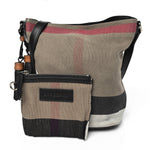 Canvas Mega Check Medium Ashby Bucket Bag Brown