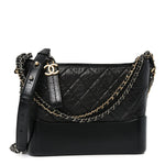Aged Calfskin Quilted New Medium Gabrielle Hobo Black